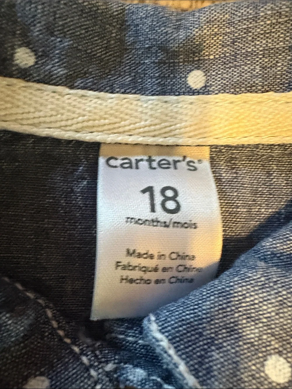 Carters Denim Polka Dot Dress and Blue Stripe Cotton Dress Set 18 months